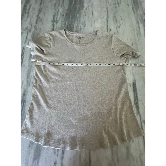 By Chico’s 2= Woman Size 12 Oatmeal Cotton Knit Top Tee Shirt Short Sleeve Basic - Picture 5 of 8